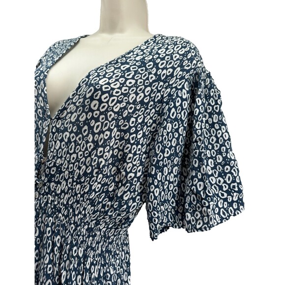 Cleobella Violeta Dress Size M Blue White Print Button Front V-Neck Sundress - Picture 5 of 16